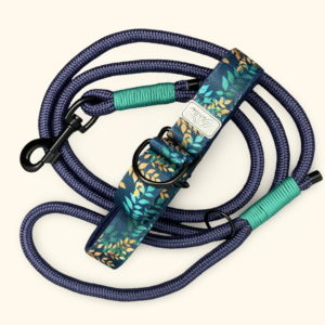 Komplet smycz linowa i obroża dla dużego psa "Lazurowe Wybrzeże"