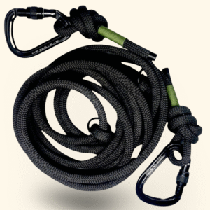 Smycz linowa z dwoma karabińczykami alpinistycznymi