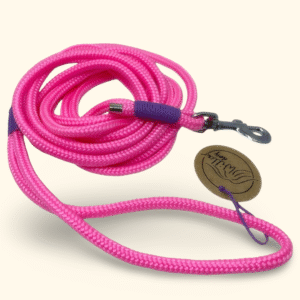Smycz linowa różowa dla małego psa