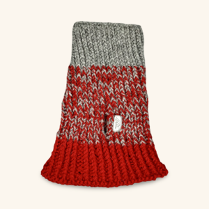 WEŁNIANY GOLF-KOMIN DLA CHARTA SNOOD szaro-czerwony